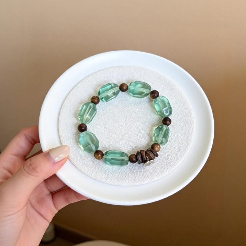 Bracelet Women Natural Green Fluorite Beaded Jewelry Fashion Office Style