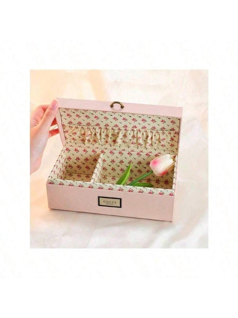 Rosa Florale Süße Schmuck-/Kosmetik-/Schmuckaufbewahrungsbox, Große Kapazität, Süß und Retro, Ein Geschenk für Feste und Jubiläen GUCCI-GESCHENK-31