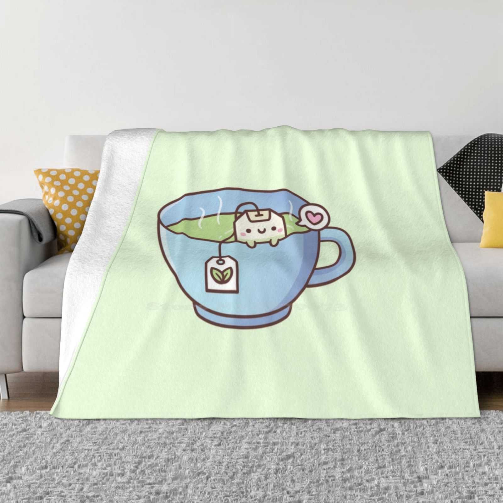

Cute Tea Bag In A Teacup Doodle Low Price New Print Novelty Fashion Soft Warm Blanket Teacup Tea Cup Green Tea Matcha Hot Tea 30x40in