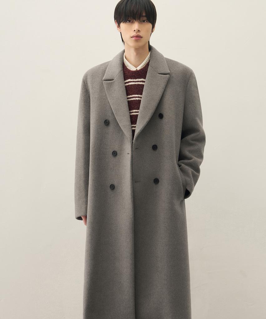 Draw Fit Premier Pure Wool Robe Double Coat [Melange Taupe]