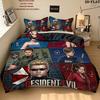 Resident Evil Pattern Bedding Quilt Set Quilt Cover Pillowcase Home Birthday Gift(1 * Duvet Cover + 2 * Pillowcase, Without Core)