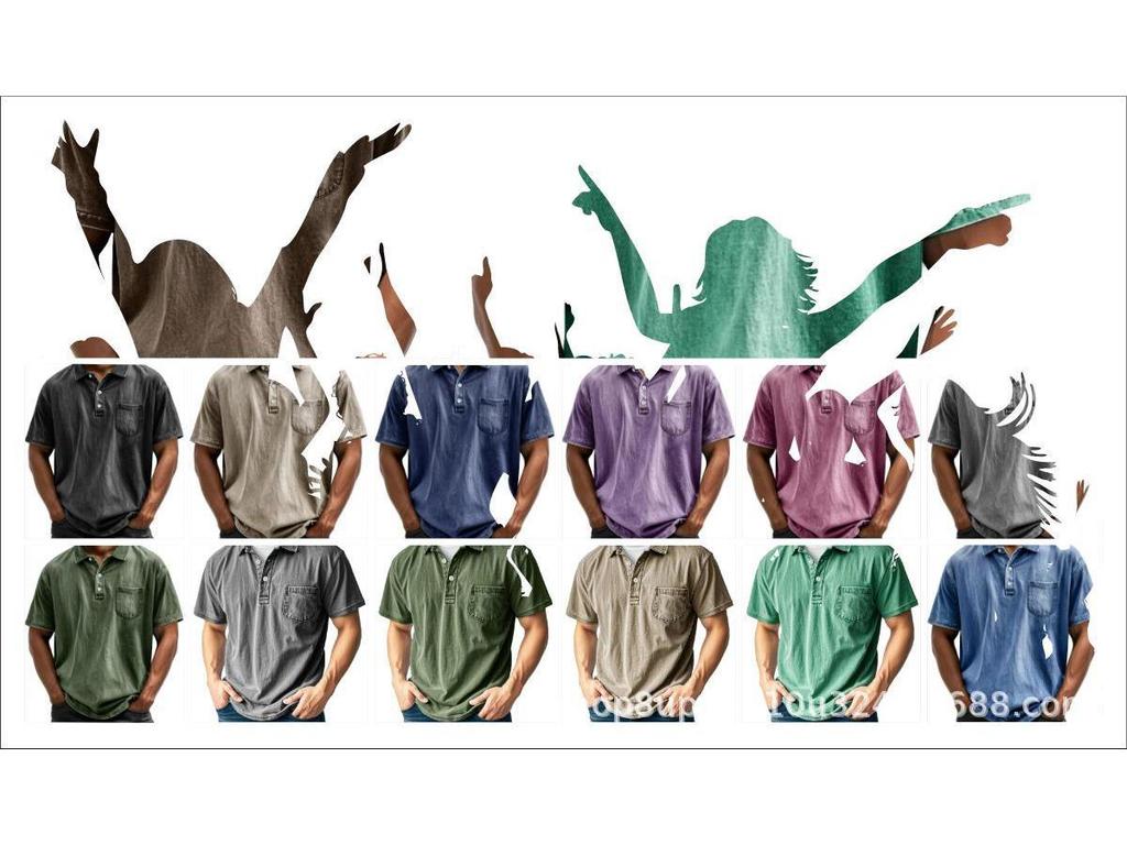 Men's Pure Cotton Casual Button-Down Polo Shirt (Short-Sleeve, Versatile)