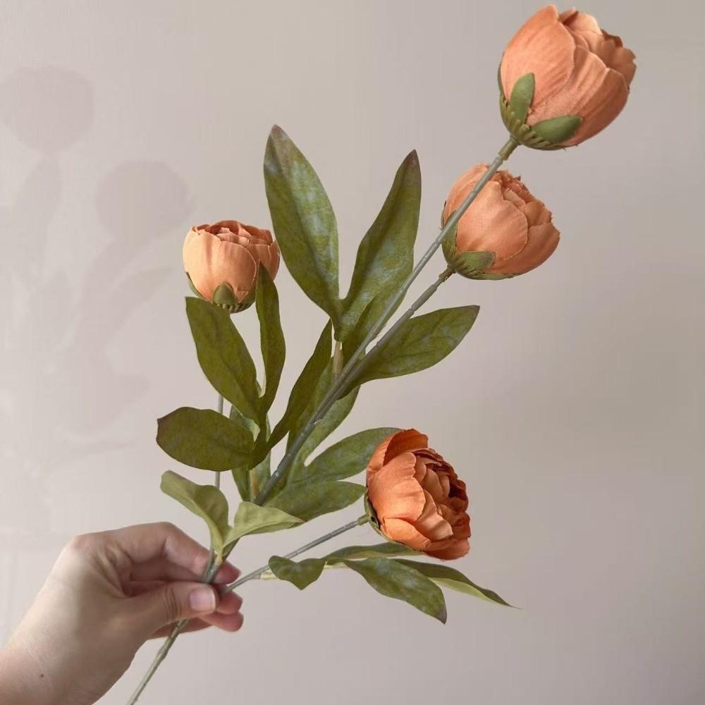 1Pc Long Stem Artificial Peony Bouquet 4 Heads Faux Peony Branch Party Wedding Bride Decoration
