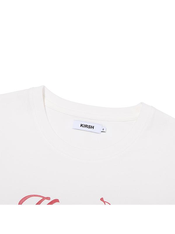 KIRSH Wording Crop Pigment T-Shirt [White]