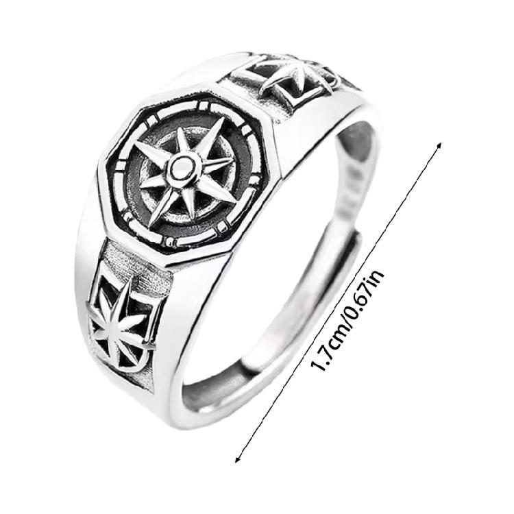 Retro Star Rings Adjustable Size with Hexagonal Opening Unisex Hip Hop Jewelry Gift for Anime Fan