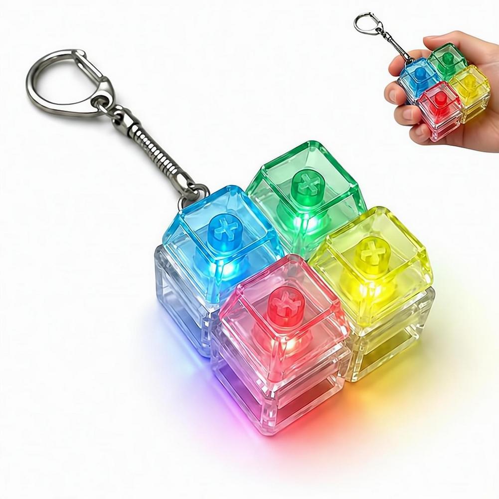 Led Light Up Keyboard Switch Fidget Keychain Stress Relief Toy Colorful Clicky Mechanical Sensory Pendant Gift