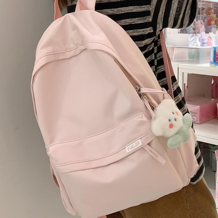 Large Capacity Backpack Female Backpack College Student Junior High School Student High School Bag Solid Color Simple Japanese Travel Bag