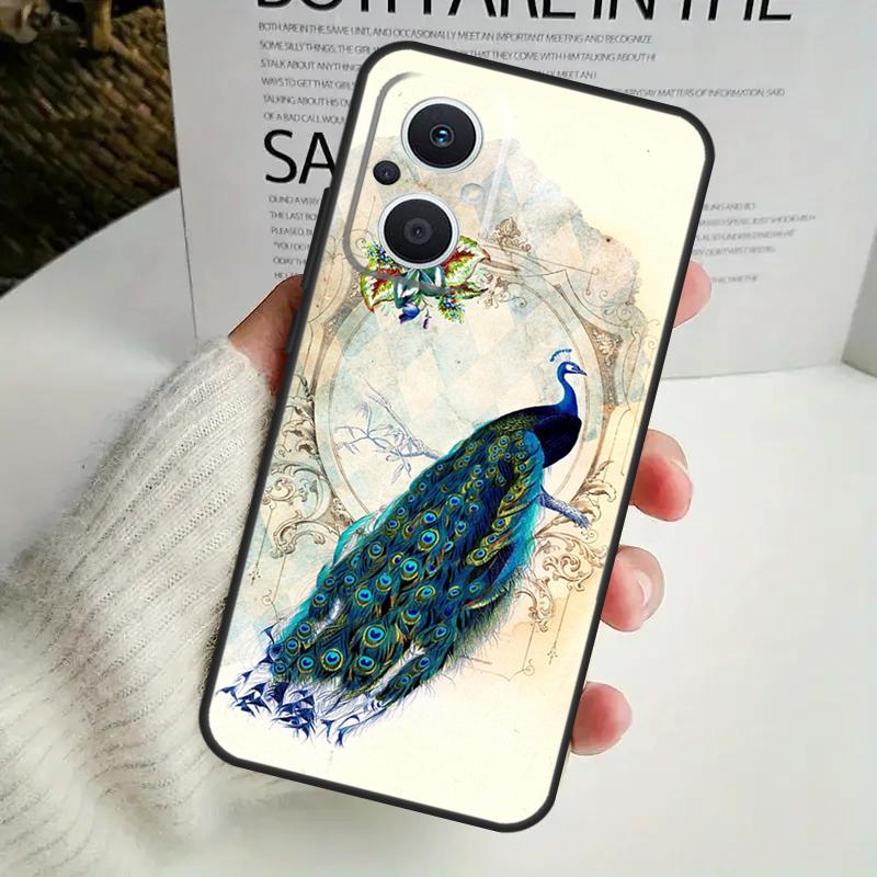 Bird Peacock Feather Case For OPPO Reno 12F 13F 14F 10 11 12 13 14 Pro 8T 7 8 Lite OPPO Find X6 X5 X8 X9 Pro Cover