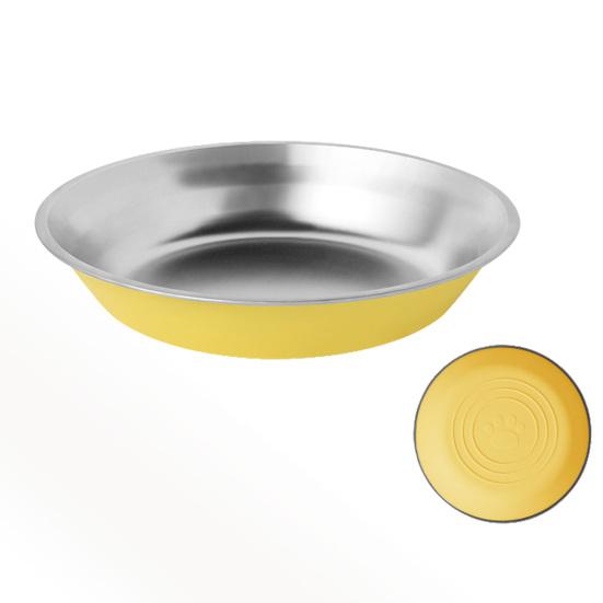 

Stainless Steel Pet Bowl Non-slip Silicone Bottom Small Medium Large Dogs Cats Feeding Bowl Anti-tip Pet Water Treat Food Feeder жёлтый
