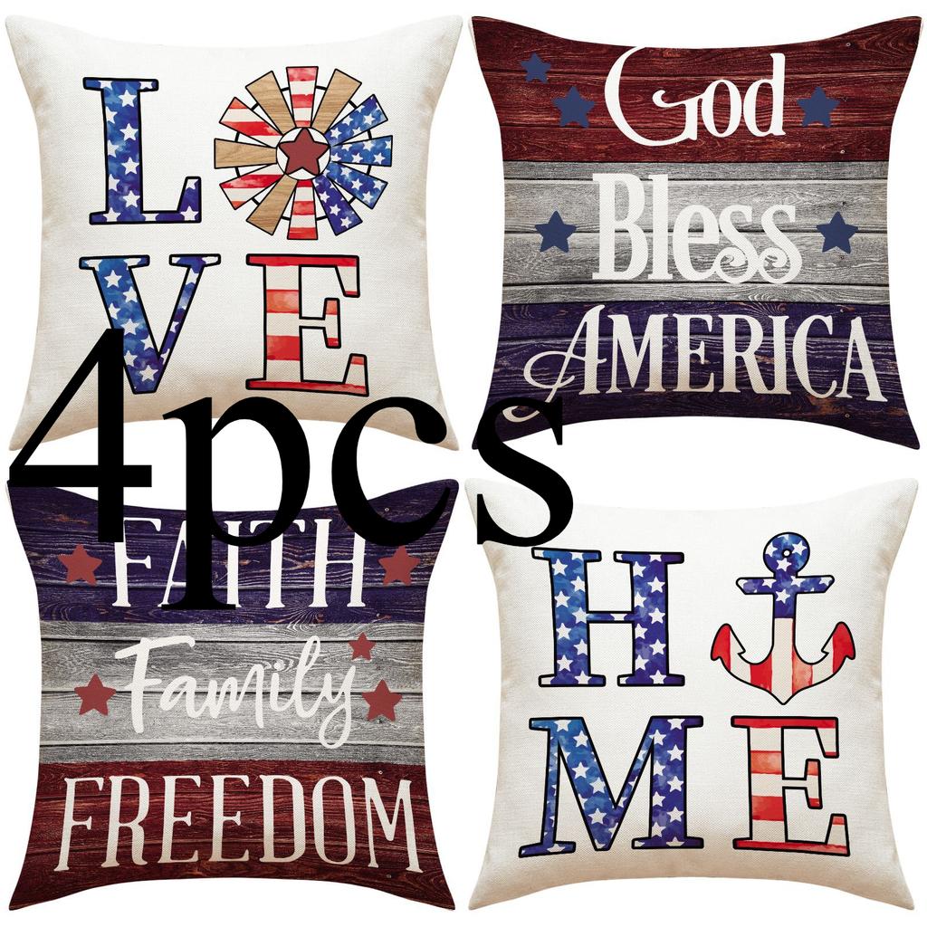 4 Stück/Set Amerikanischer neuer Buchstabendruck Kissenbezug Modern minimalistisch Sofakissen Heimdekoration Sitzkissen ohne Kissenkern