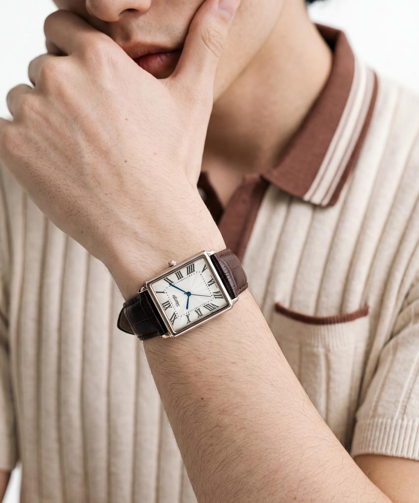 Sialeugo Sg-010L-Rbr Fennel Collection Men'S Leather Wristwatch (Free Gift Included)