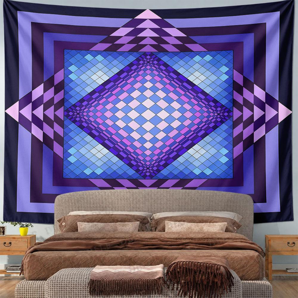 Geometric Colorful Diamond Pattern Pattern Wall Hanging Tapestry Decorative Tapestry Home Decor for Bedroom and Living Room