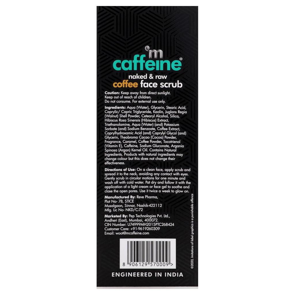 mCaffeine Coffee Tan Removal Face Scrub 100gm Pack of 1 | Exfoliate, Blackhead & Dead Skin Remover