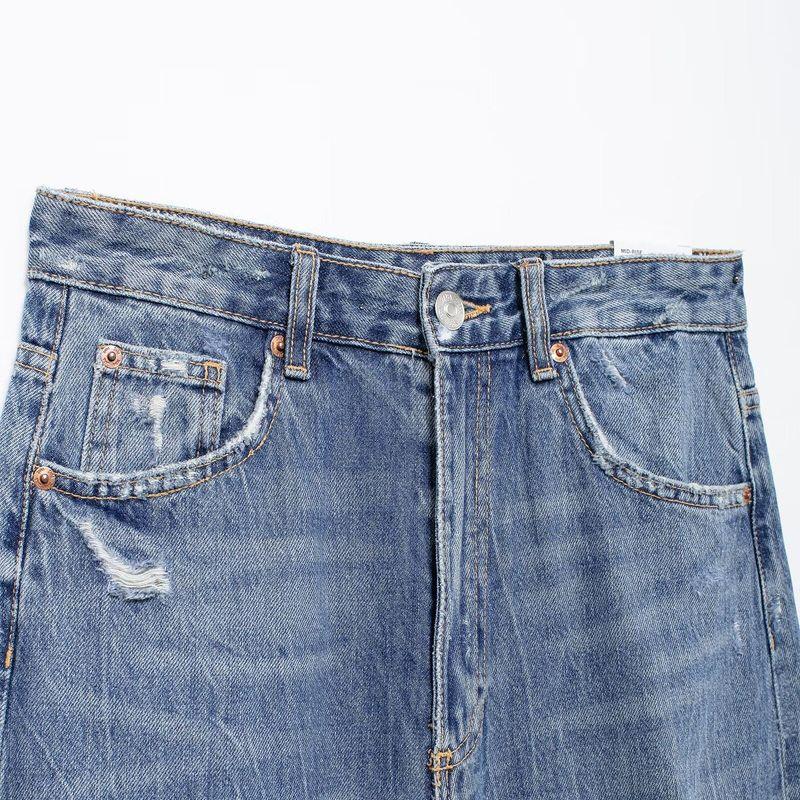 Kaslead New Arrival Women's Clothing Fashion Style Perforated Hole Decoration Balloon Version Loose Denim 5520246