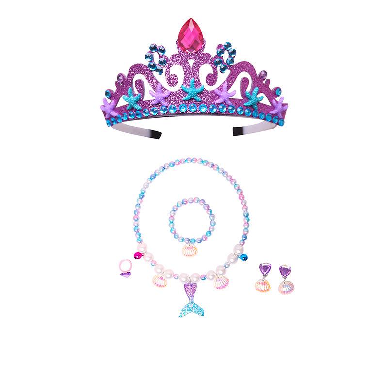 Mermaid Princess Accessories Set: Headband, Necklace, Bracelet, Ring, Earrings for Girls' Role-Play