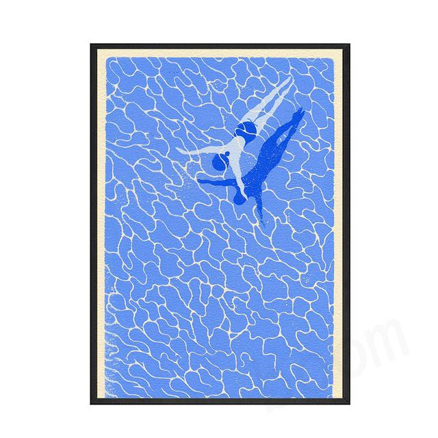 Abstract Minimalist Swimming Pool Holiday Illustration Office Decor Canvas Painting Wall Art Picture Poster Print Home No Frame