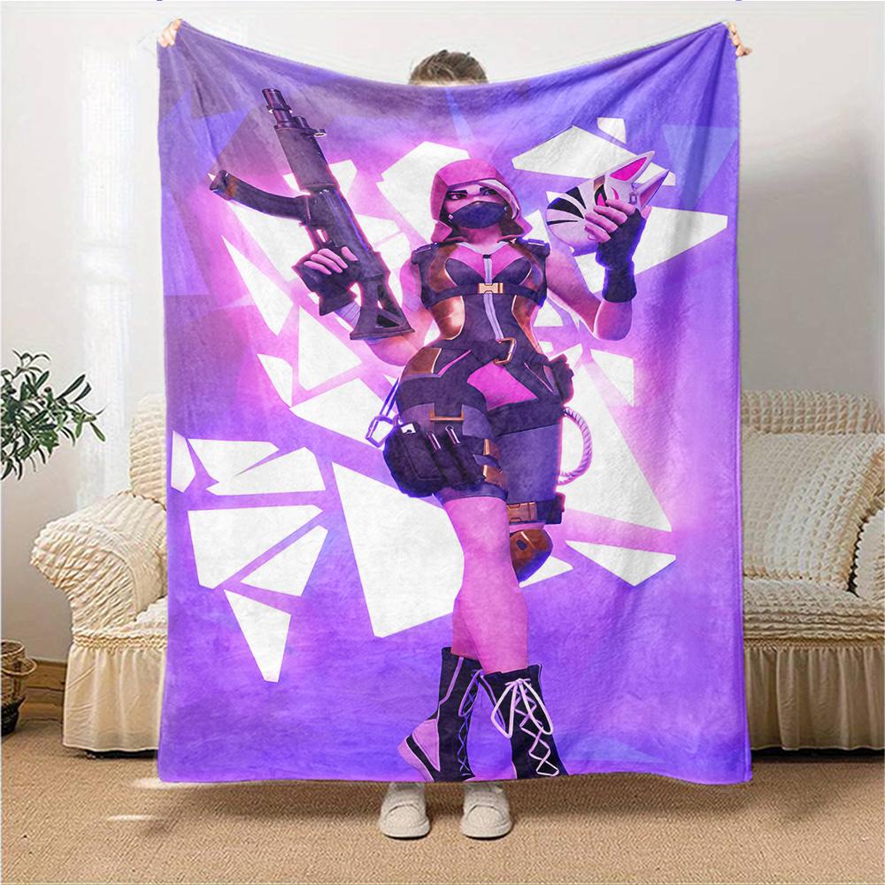 Futuristic Warrior Neon Lights Blanket Soft Throw Blanket For Home Bedroom Bed Sofa Travel Office Solid Christmas Blanket