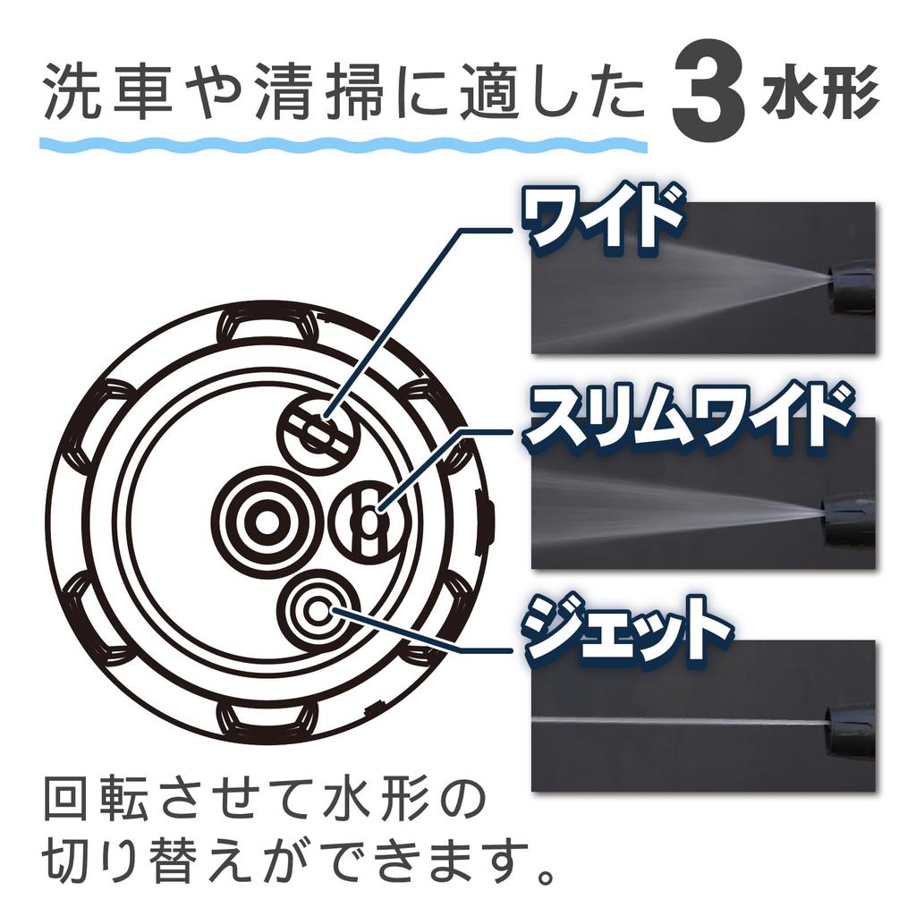 Green Life Super Jet Long Nozzle III SJN-80SL, Car Wash Cleaning Nozzle, 270-Degree Angle Adjustment, 3 Water Shapes, Black, 80cm Long