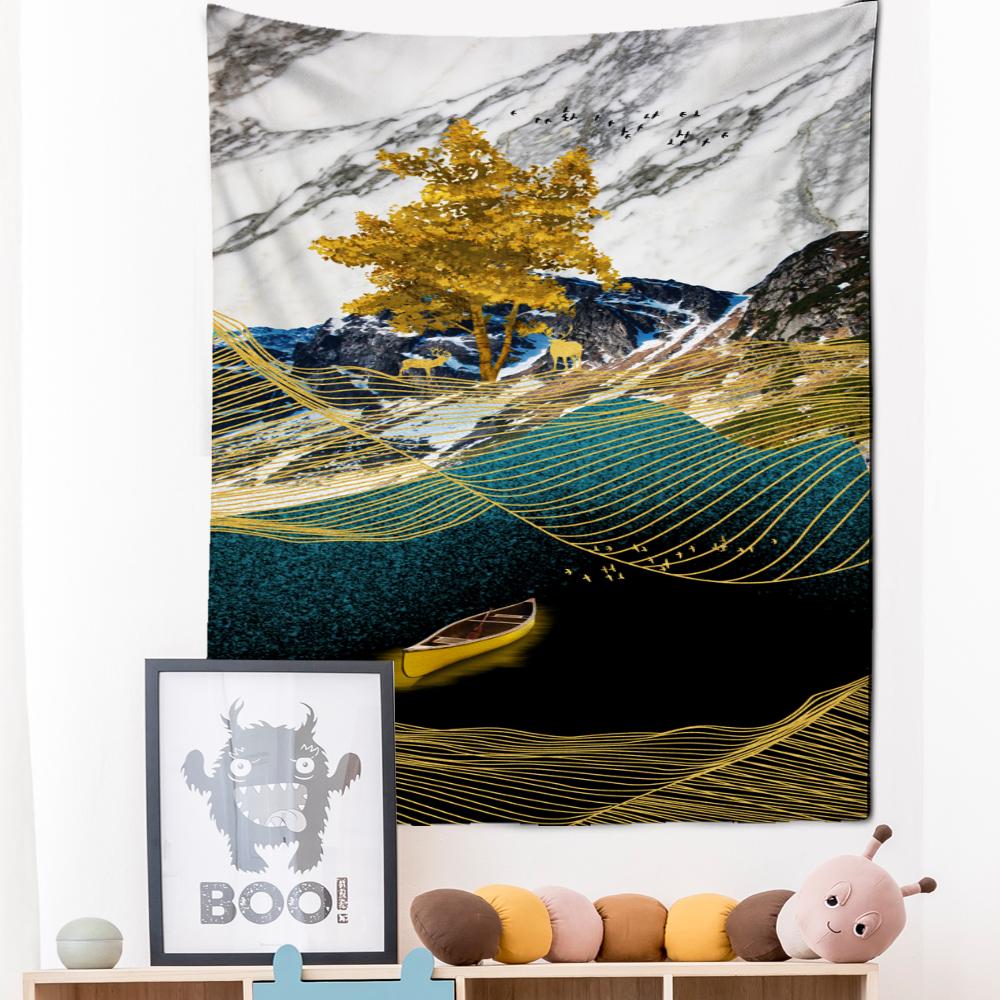 Neon Impression Painting Tapestry Wall Hanging Bohemian Style Elk Koi Psychedelic Witchcraft Living Room Home Decor