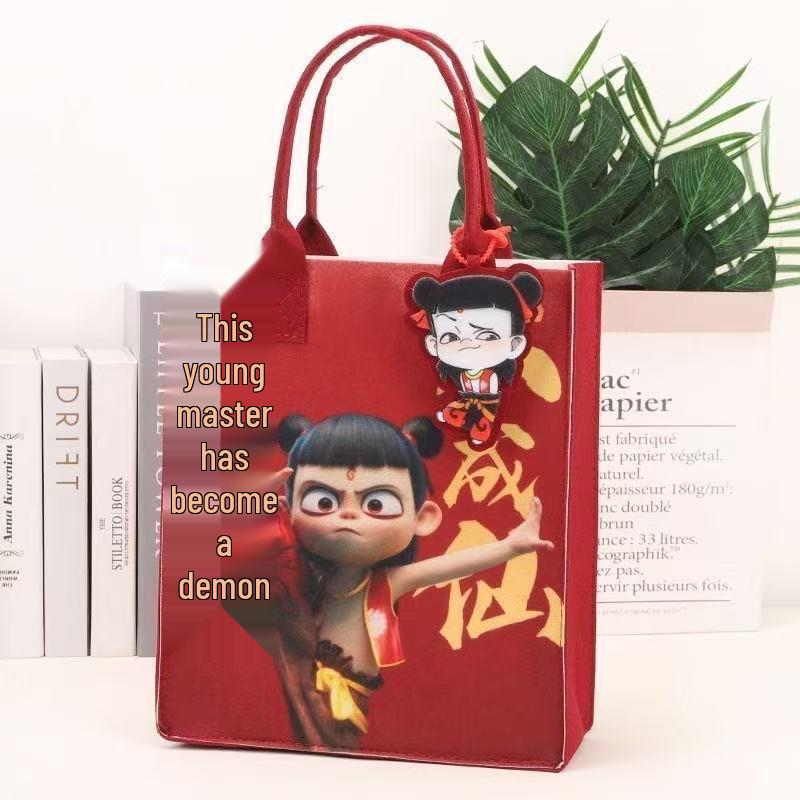 

Самая продаваемая мультяшная фетровая сумка-тоут La Bu Bu с очень большой вместимостью - Высококлассная подарочная и дорожная сумка