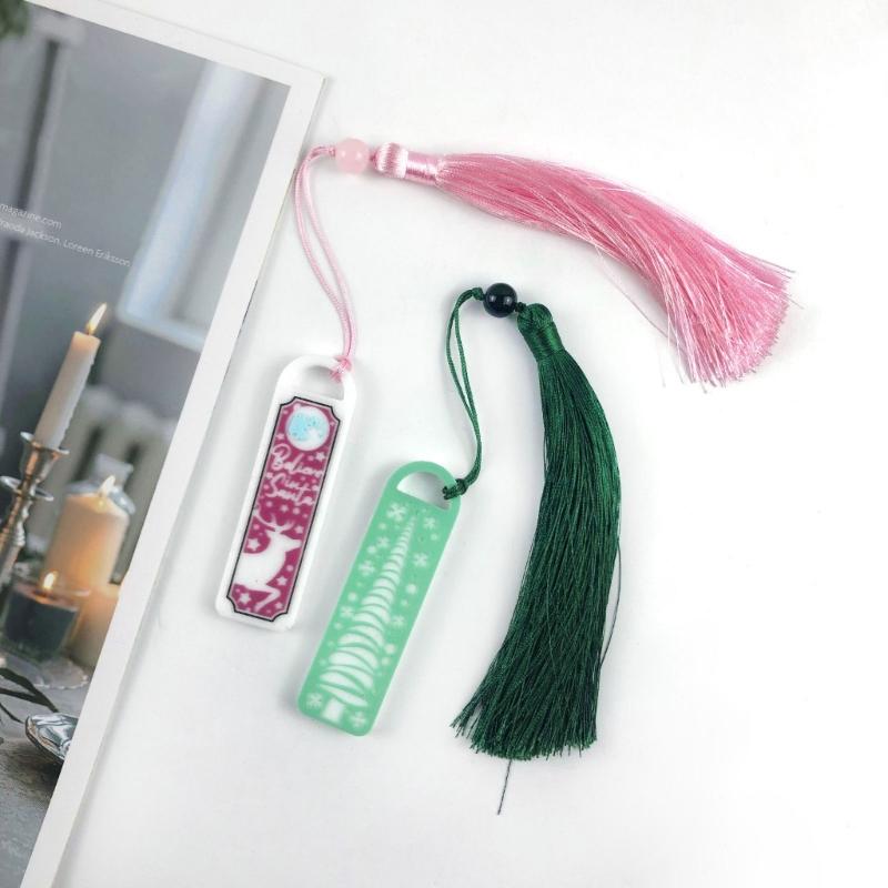 Glänzende Weihnachtslesezeichen Kollektion Schlüsselanhänger Silikonform DIY Schlüsselanhänger Anhänger Schmuck Epoxidharz Bastelformen