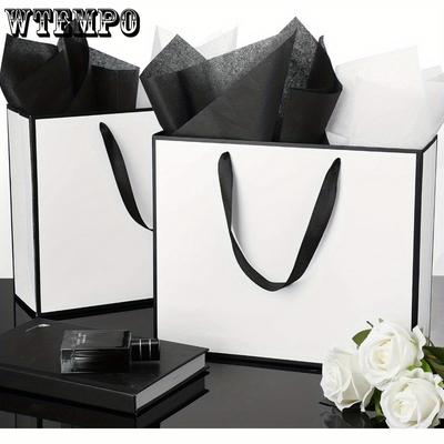 12pcs Gift Bags with Handles White Paper Treat Bags Gift Packaging Bag for Weddings Parties Birthdays Shopping Father's Day and Gift Wrapping Supplies