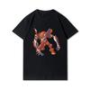 Pánská trička s potiskem Evangelion nadměrných velikostí Bavlněné topy Letní Anime Neformální Černá trička