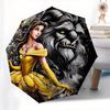 Disney Belle, Beast Automatic Open/Close Umbrella - Cute Umbrella with Cute Design, Portable 3-Fold Compact Umbrella for Men & Women, Valent