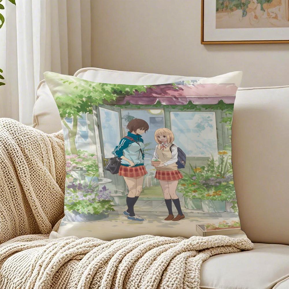 Sweet Yuri Japanese Manga AAsagao to Kasesan Cushion Cover Pillowcase Antidustmite living Room Sofa Decor Cushion Room