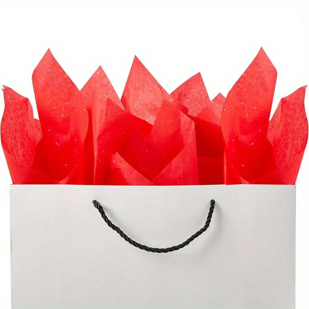 40 Sheets Tissue Paper Red for Gift Bags Packaging Glitter Art Tissue Paper for Thanksgiving, Birthday, Wedding, And Party Décor