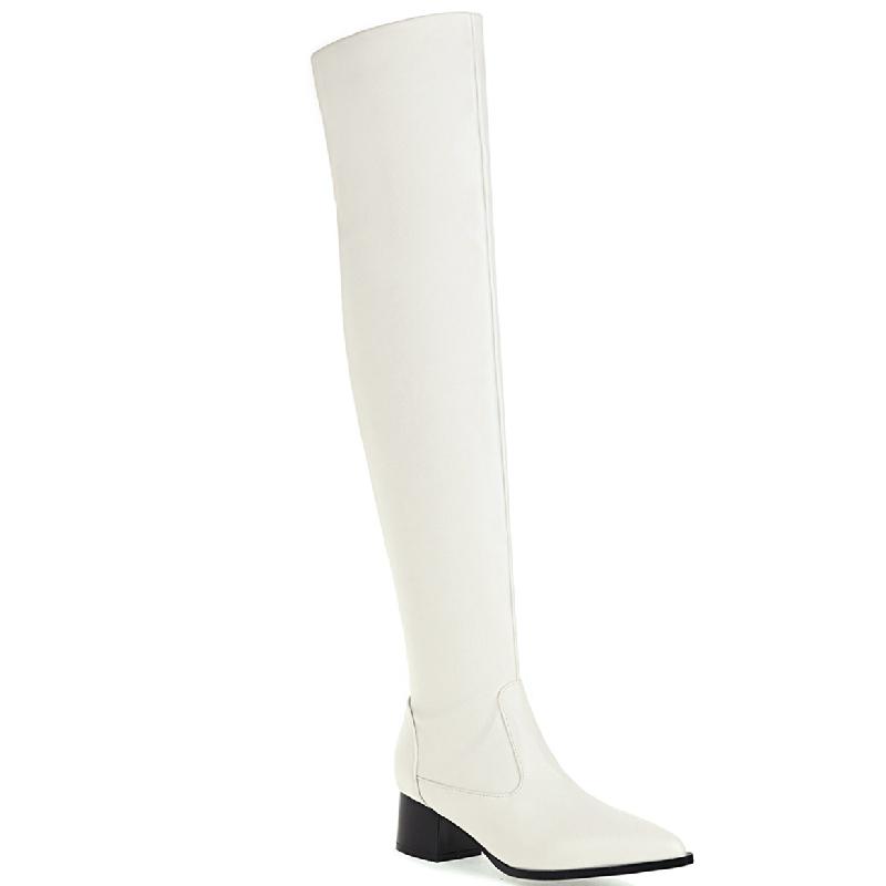 

Модные элегантные сапоги выше колена, женская обувь, новинка 2024 года, высокие сапоги до бедра, сексуальные черные туфли для вечеринок и танцев, женские, большого размера 45 39 бежевый