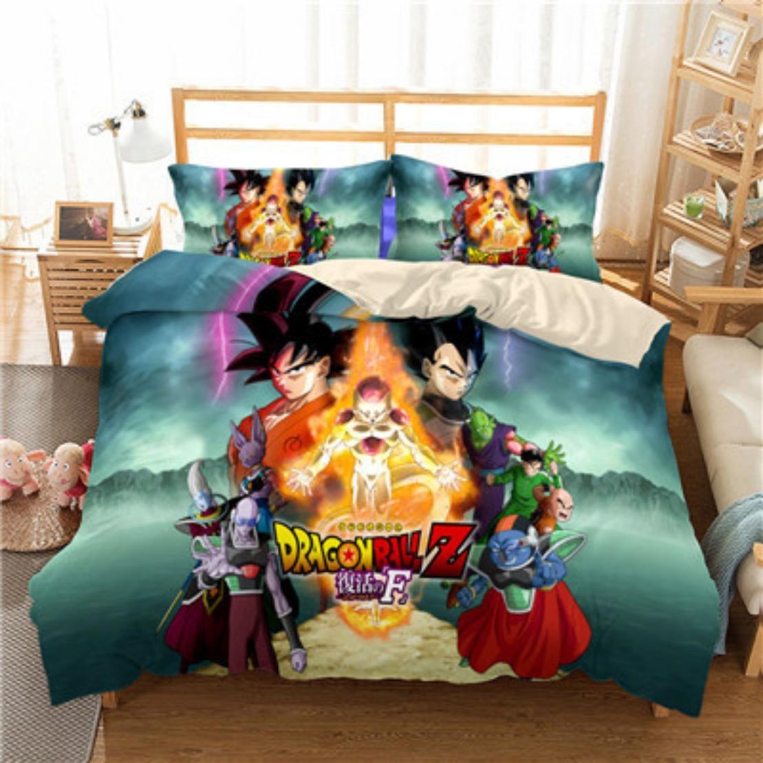 

Seven Dragon Ball Goku Комплект постільної білизни, Saiyan Son Goku Підодіяльник 3D Print Постільний комплект Підодіяльник Постільна білизна для спальні 135x200cm 2pcs