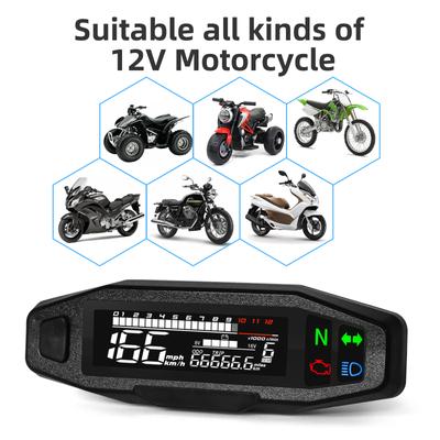 Kilometerzähler Motorrad Tacho Ölstandanzeige 12V Universal Wasserdicht LCD Drehzahlmesser Panel mit LED Signalleuchtenanzeige