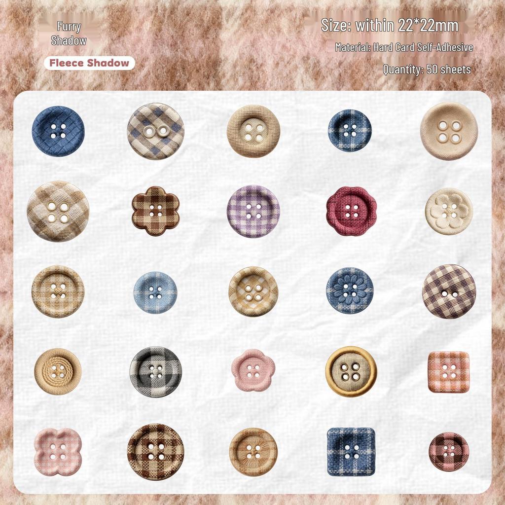 Retro Story Button Series Sticker Pack: 50 Stickers, 6 Styles for Journal Decoration