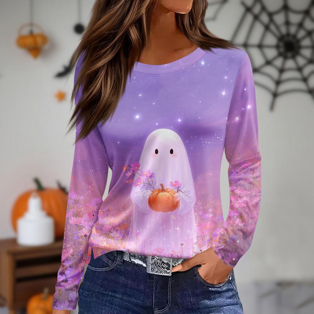 Women's Daily Casual Long-sleeved Printed O-neck Top