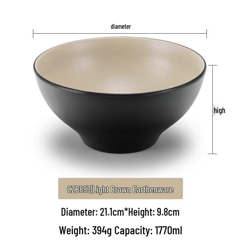 Large Frosted Melamine Ramen Bowl - Japanese-Style Restaurant Noodle Bowl for Mala Tang, Luosifen, Soup, and Rice Noodles