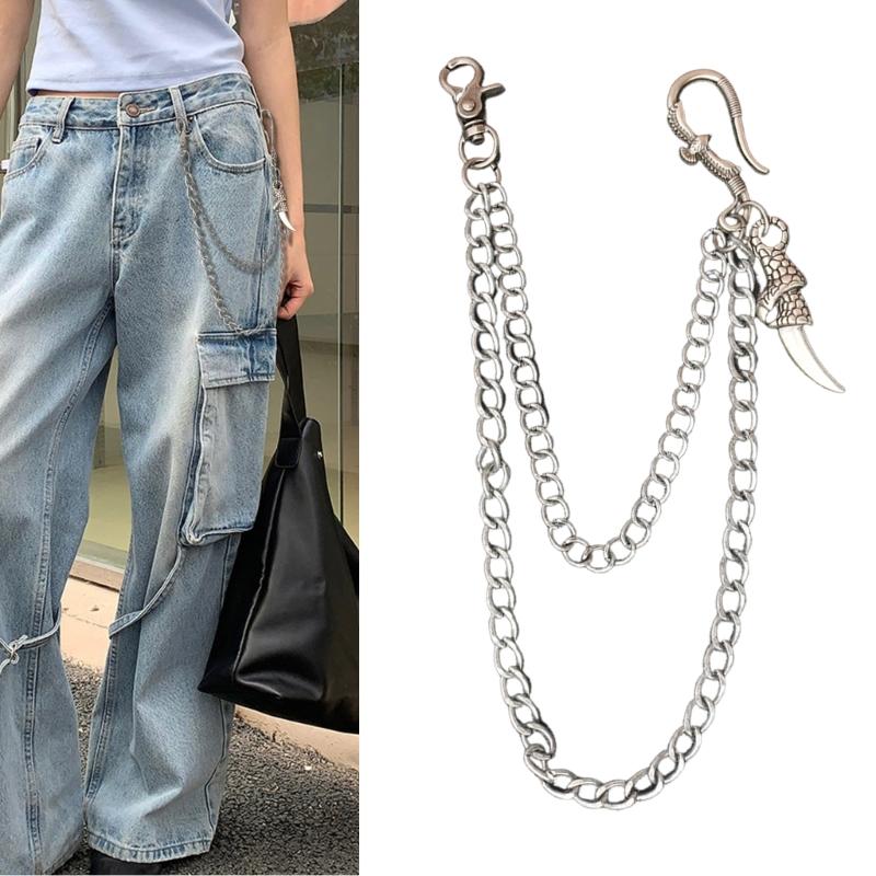Retro Designs Hawks Claw Pants Chain With Double Layer Sturdy Alloy Chains for Unique Fashion Statements Pieces