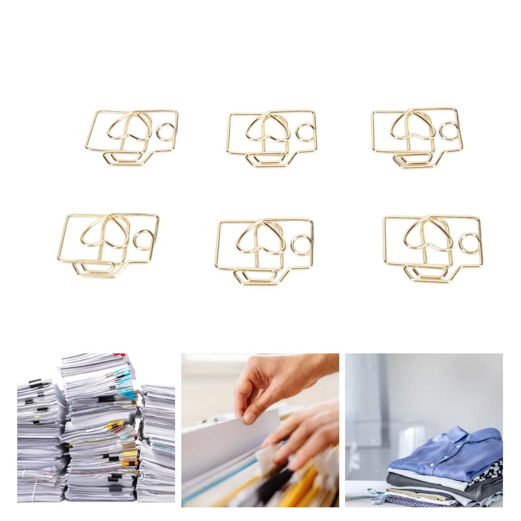 100pcs Paper Clips Prevent Slip Camera Shaped Decorative Metal Small Bookmark Paperclips for Paper D