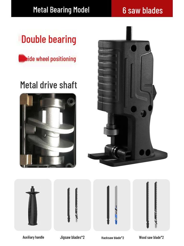 Electric Drill to Chainsaw Conversion Head: Handheld Reciprocating Saw for Woodworking and Jigsaw.