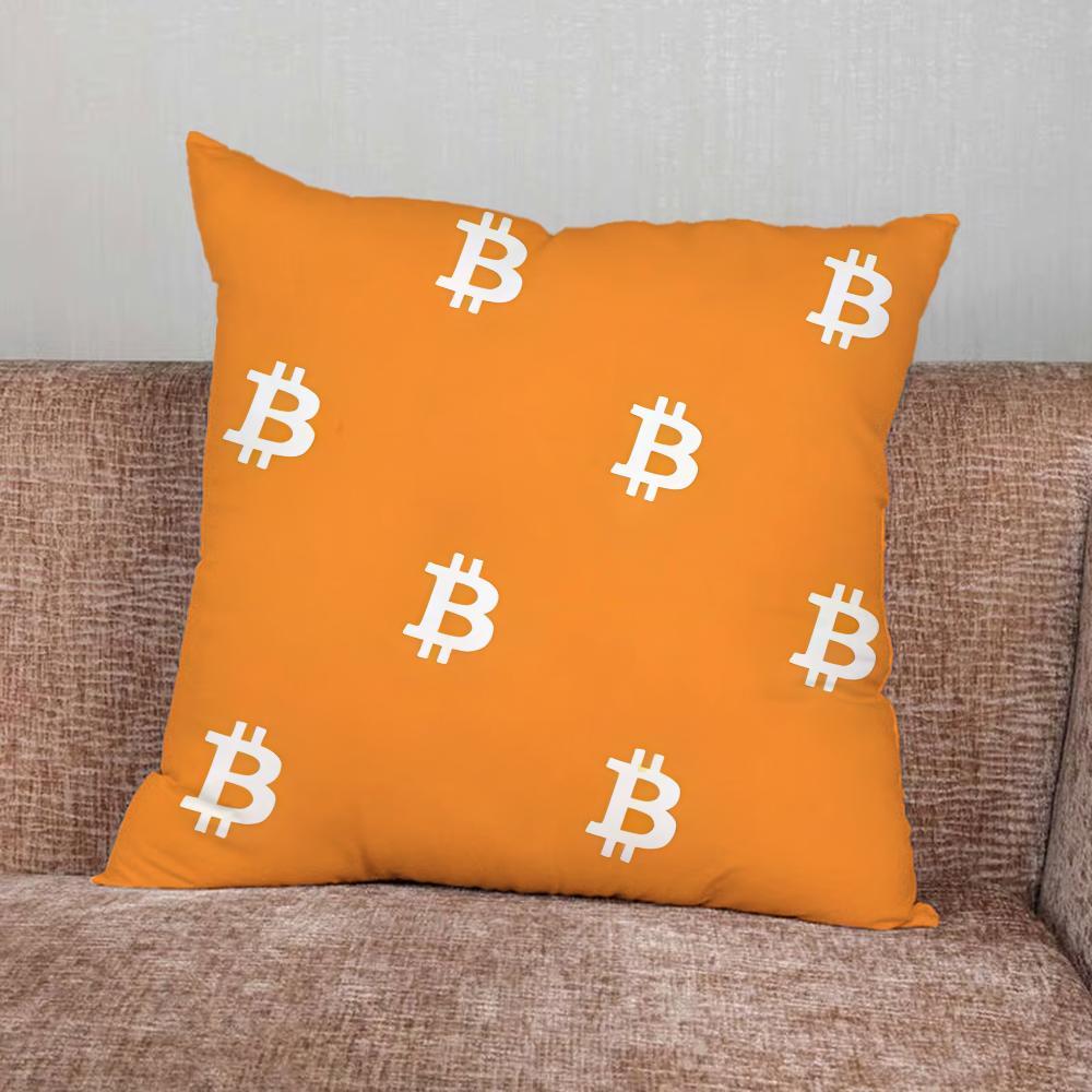 Crypto Currency Bitcoin BTC Pillow Case For Home Bedroom Car Office Decoration Living Room Sofa Cushion Cover Suitable