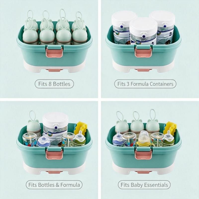 Baby Bottle Storage Box Large Capacity Dustproof Clear Lid Portable Handle For New Parents Daily Use