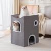3-Tier Cat Bed House With Multiple Entrances Foldable Pet Nest Indoor Cats Winter Warm Large Size