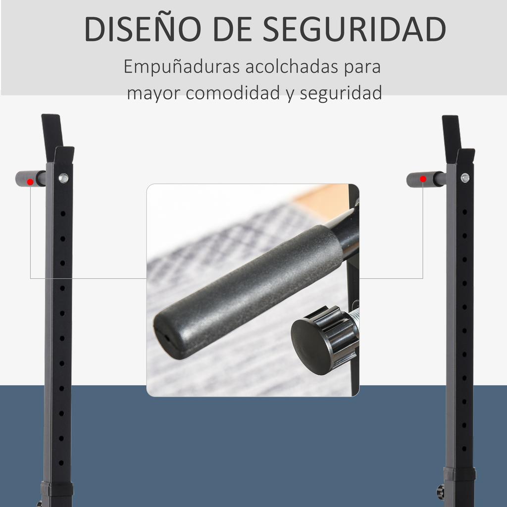 Barbell Rack, Width and Height Adjustable Dip Stand, Bench Press Rack for Home Gym Weight Lifting Fitness Workout, Max Load 150kg