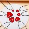 Elegant Red Glass Heart Pendant Necklace with Soft Black Leather Rope Collarbone Chain Accessory For Daily Wear