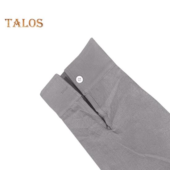 Men Cotton Shirt Long Sleeve Button Down Solid Color Shirt Henry Collar Casual Top with Adjustable Sleeves for Daily Wear Beach Vacation