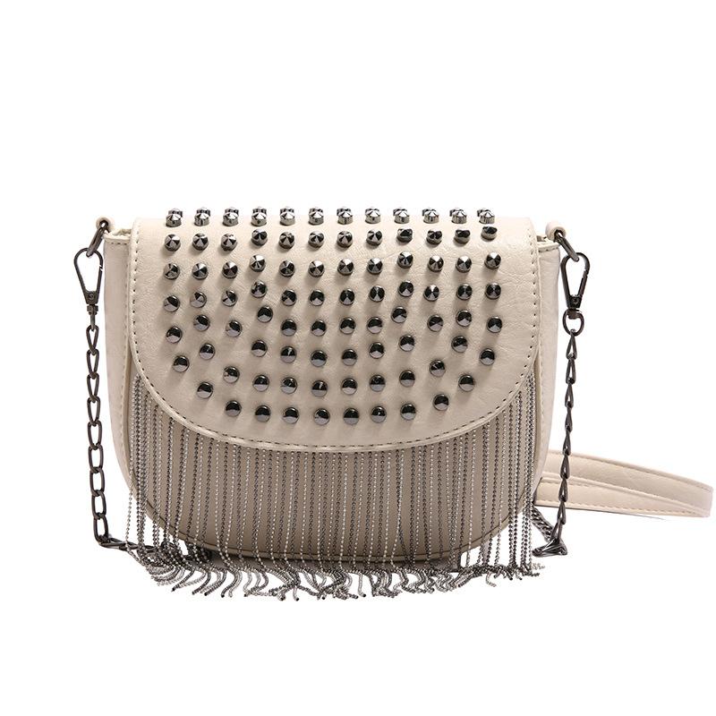 bags women's bag 2025 new korean version fashion tassel shoulder bag personality rivet trend versatile crossbody saddle bag