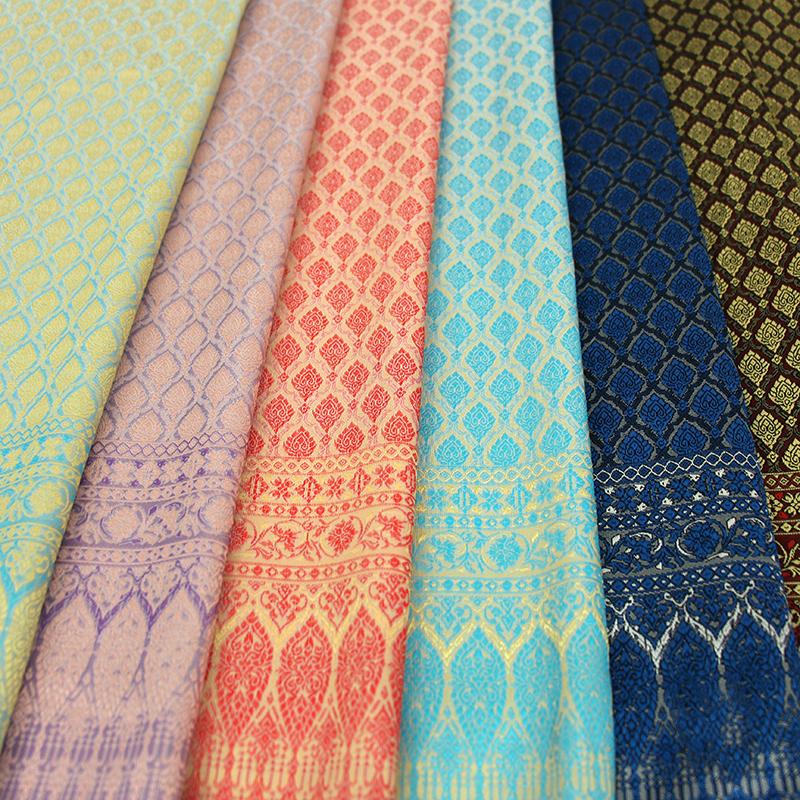 50X100Cm Tela de Traje Tradicional Étnico Dai Tailandés Brocado Tejido Sudeste Asiático Falda Recta Coser DIY Tela Falda Vestido Tubo