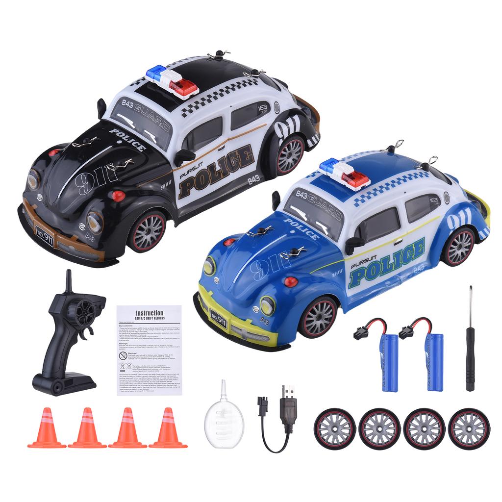 Remote Control Car, 1:18 Scale 2.4Ghz 4WD Drift Car with Spray and LED Lights, Racing Vehicle for Ki