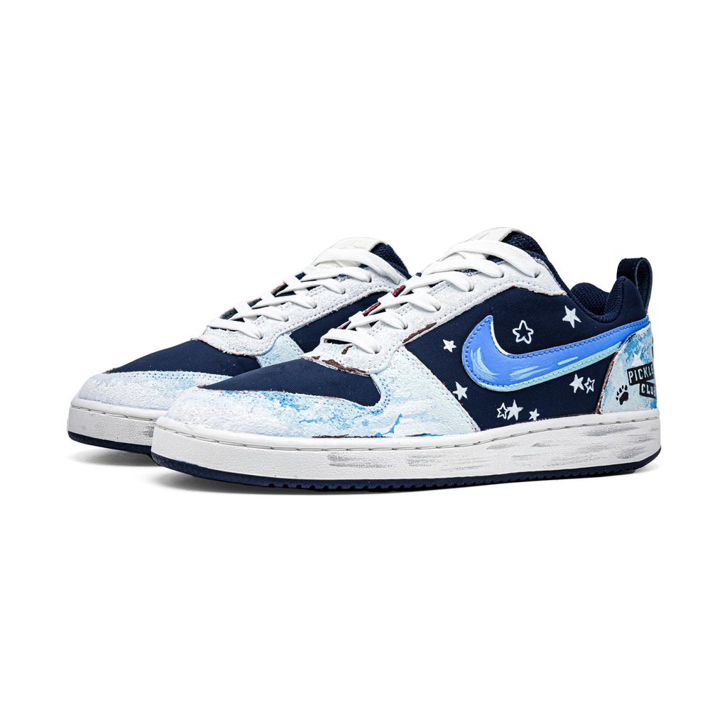 Nike Court Borough Looking Up Starry Sky Leather Abrasion Resistant Low Top Skateboard Shoes Men's Black Blue 844881-005(Team1068-)