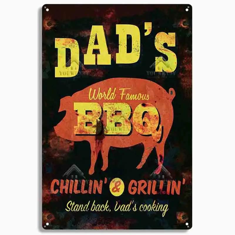 

Металлические жестяные вывески для барбекю в стиле ретро, ​​декоративная табличка, декор стен для барбекю, бара, паба, кухни, зоны для вечеринок, винтажная металлическая пластина 20x30cm